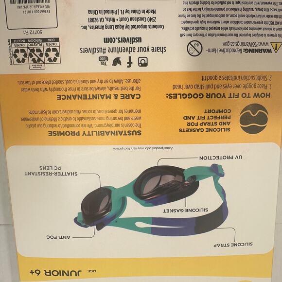 U.S. Divers Splash Jr Swim Goggles 3-Pack Anti-Fog Shatter Resistant Junior 6+ - Picture 4 of 5